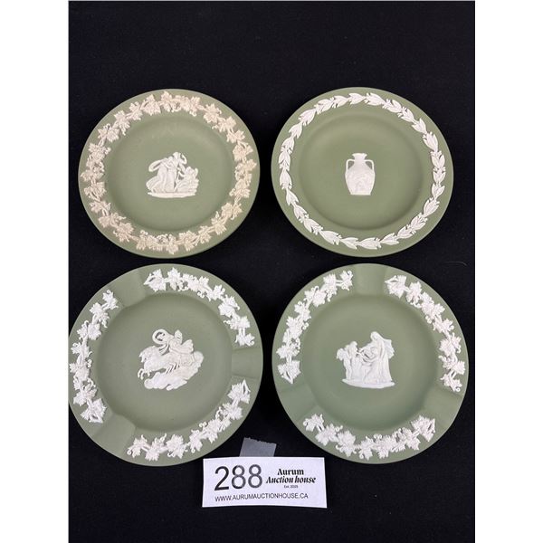 Lot of 4 Wedgewood Jasperware Sage Green Trinket Dishes