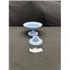 Image 1 : Very Nice Vintage Wedgewood Blue Jasperware Pedestal and Candlestick