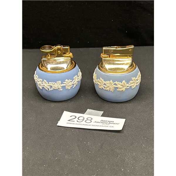 2 Vintage Wedgewood Jasperware Light Blue Lighter