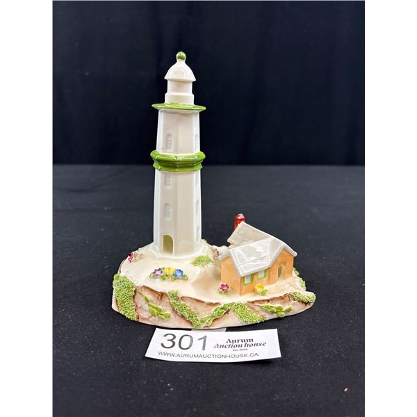 Very Nice Vintage Porcelain Lighthouse 6.5" Tall