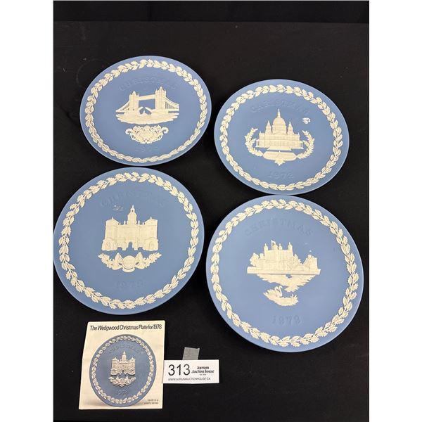 Lot of 4 Vintage Wedgewood Jasperware Christmas Plates From 1970's