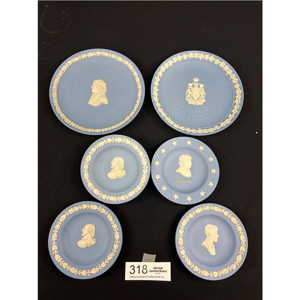 Lot of 6 Vintage Wedgewood Jasperware Small Plates with Figureheads