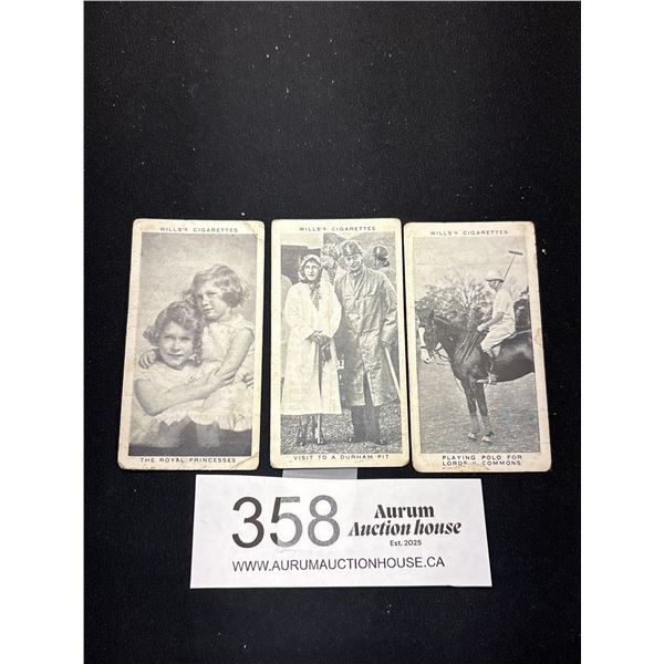 3 1937 H.O. Wills Cigarette Cards Our King and Queen