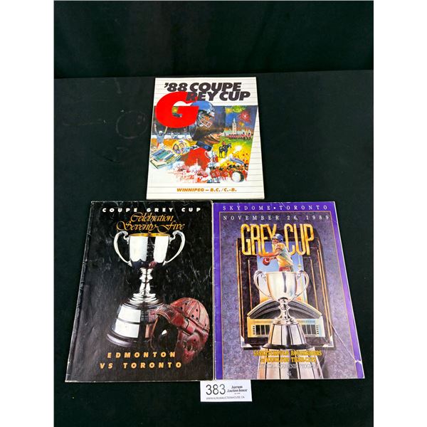 Lot of 3 CFL Grey Cup Programs 1987, 1988, 1989