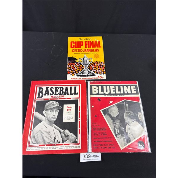 1937 Baseball Magazine, 1956 NHL Blueline Magazine and 1971 Football Scottish Cup Final Program