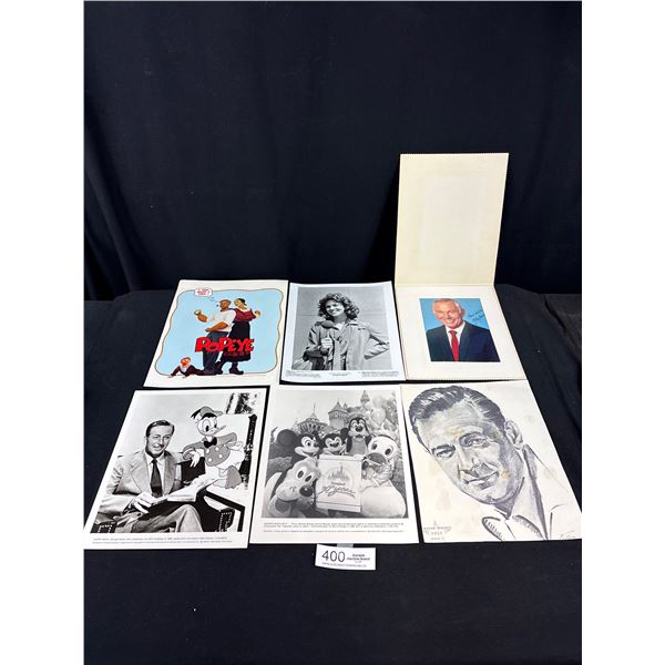 Lot of 6 Entertainment Photos, Walt Disney and Donald Duck, Johnny Carson, Sigourney Weaver +