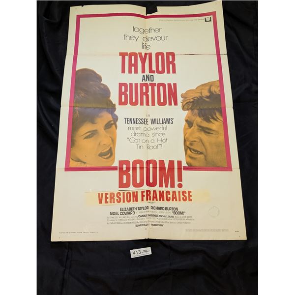 Original 1968 1-Sheet Boom with Elizabeth Taylor and Richard Burton Movie Poster