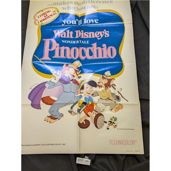 1978 Original Re-Release 1-Sheet Pinocchio Movie Poster