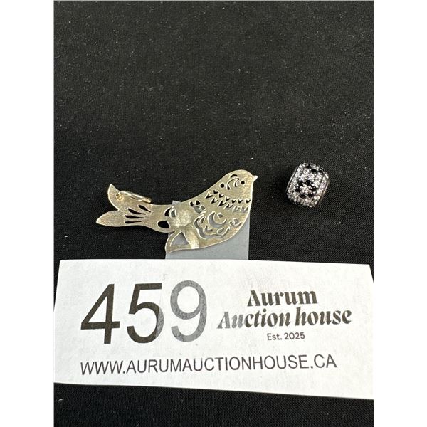 Sterling Silver Bird and Pandora Bead Pendants Each Marked 925