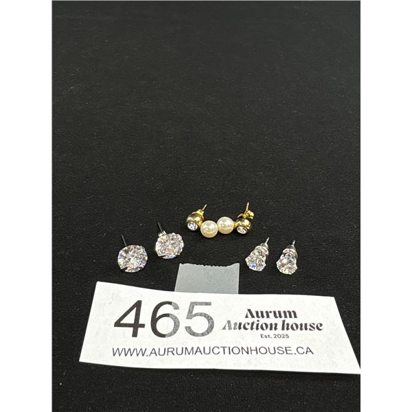 3 Pairs of Stud Earrings