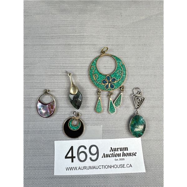 4 Mexican Silver Pendants