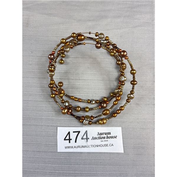 Triple Strand Genuine Pearls Bangle