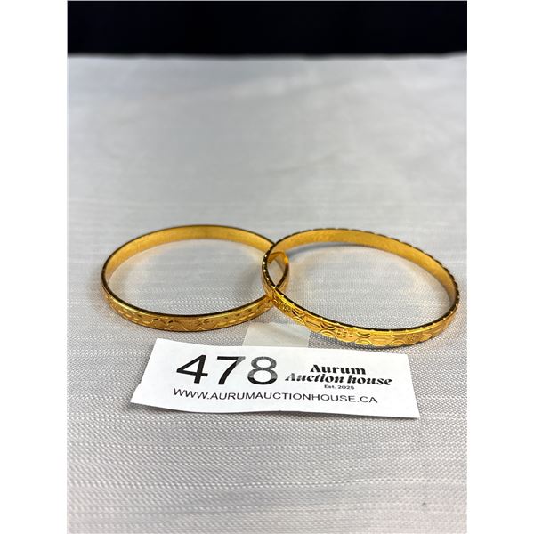 2 Salani Marked 18k Gold Plated Bangles
