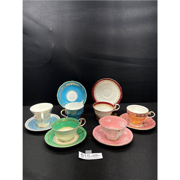 Lot of 6 Vintage Bone China Aynsley Teacups and Saucers No Chips or Cracks