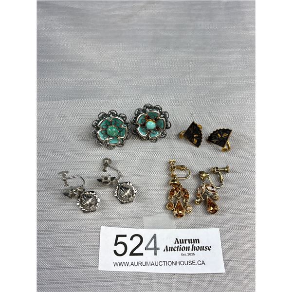 5 Pairs of Vintage Screw On Earrings