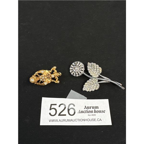 2 Antique Brooches One Marked Florence
