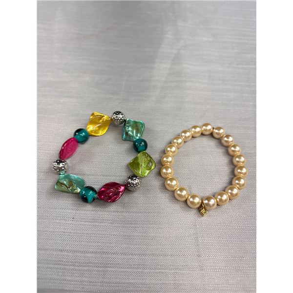 4 Misc Beads + Pearls Stretch Bracelets