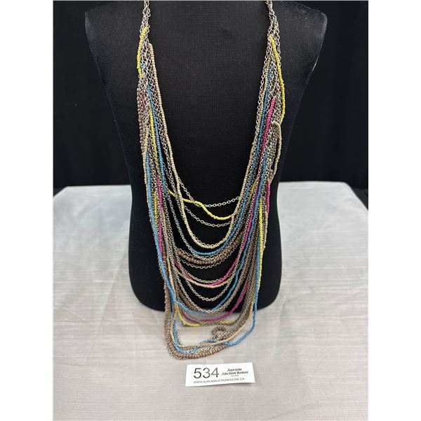 Huge Vintage Multi Strand Beads Necklace