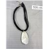 Image 5 : Mother of Pearl Beads Necklace, Pendant w/ Black Cord Necklace + Stretch Bracelet