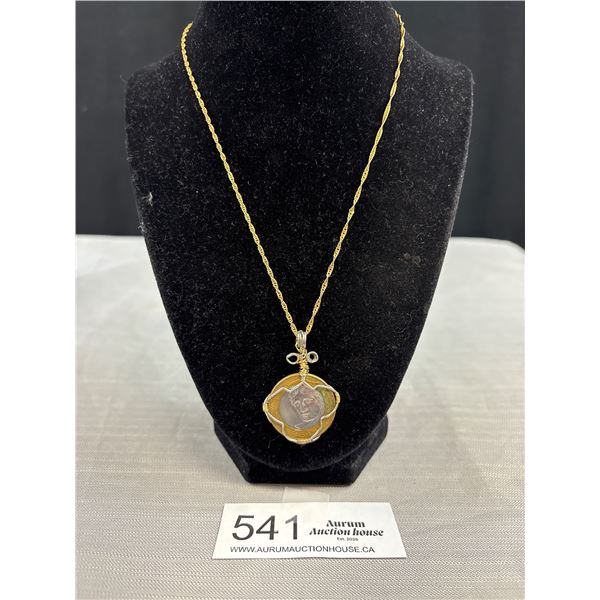 Vintae Coin Pendant w/ Chain Necklace