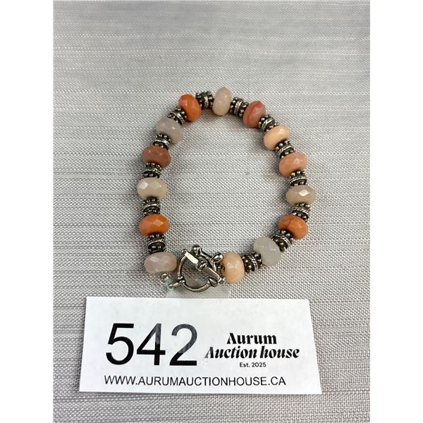 Silver w/ Genuine Stone Beads Bracelet