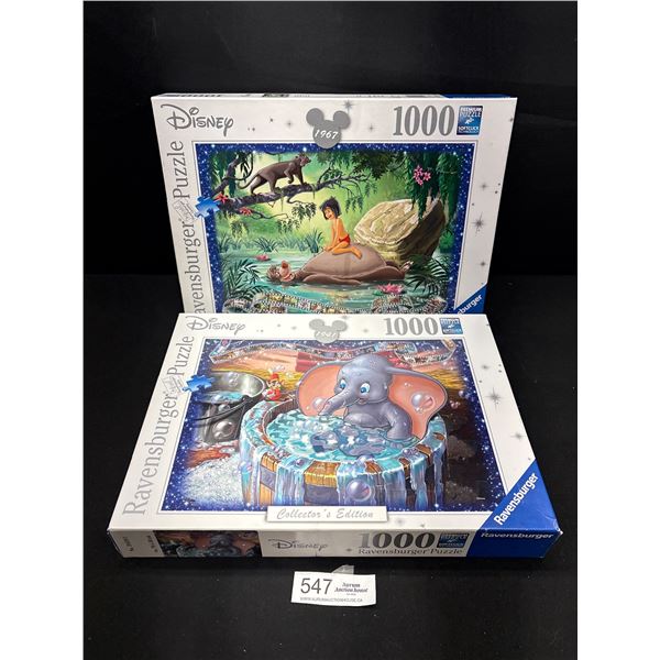 Lot of 2 Disney Ravensburger 1000 Pc Puzzle Dumbo + The Jungle Book Collectors Edition