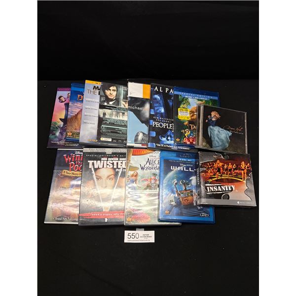 Lot of 13 DVD's, 11 Movies, Disney, Warner Bros etc + 1 Album CD and Beach Body Workout CD's
