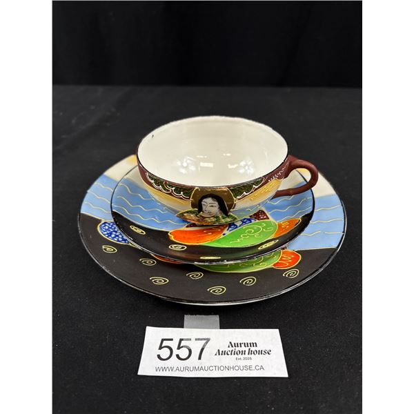 Japanese Satsuma Morglass Eggshell Trio