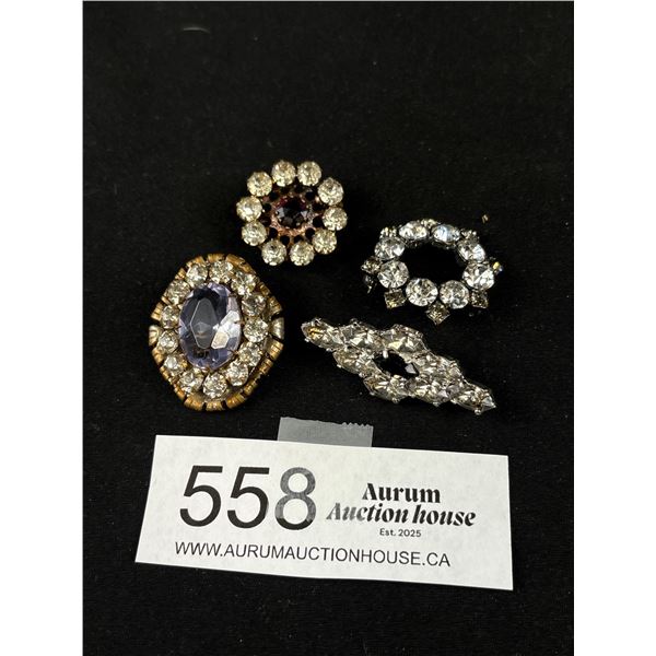 4 Rhinestone Brooches