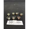 Image 1 : 7 Vintage Silver Tone Rings w/ Real Stones, Self Adjustable Sizes