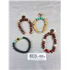 Image 2 : 4 Wooden + Other Stones Beads Bracelets