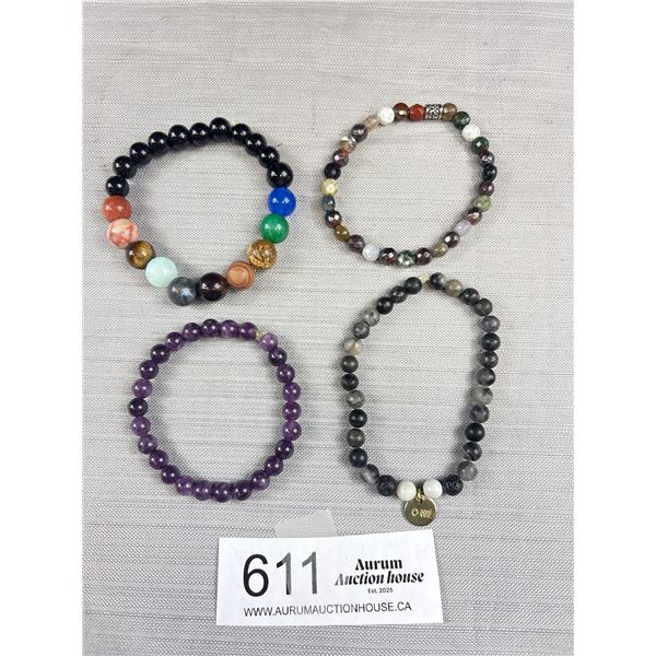 4 Genuine Gem Stone Beads Bracelets