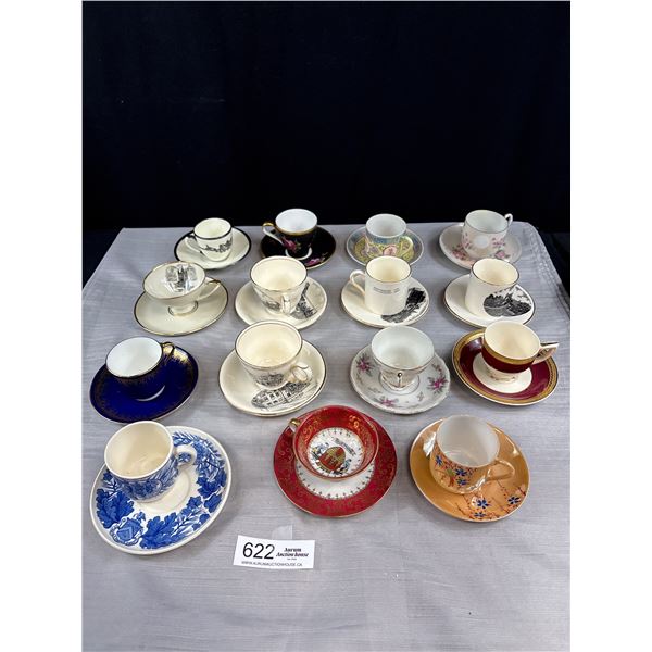 Lot of 15 Bone China Demitasse Cups and Saucers