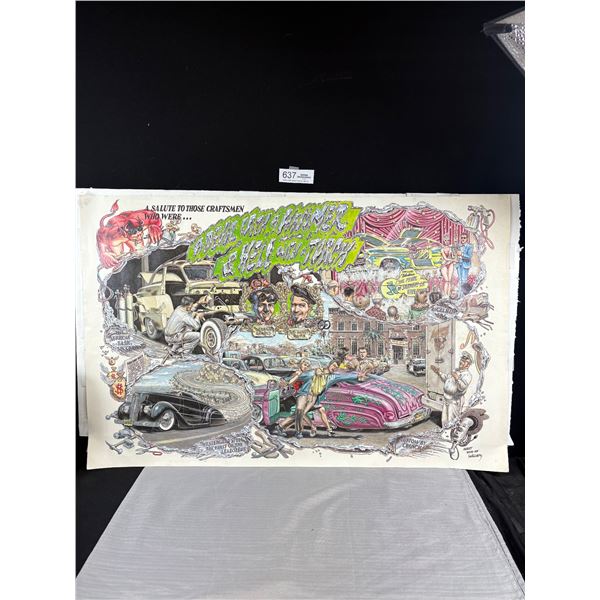 Very Nice 34" x 22" Art Poster by Robert Williams of Custom Car Makers, George Barris Etc