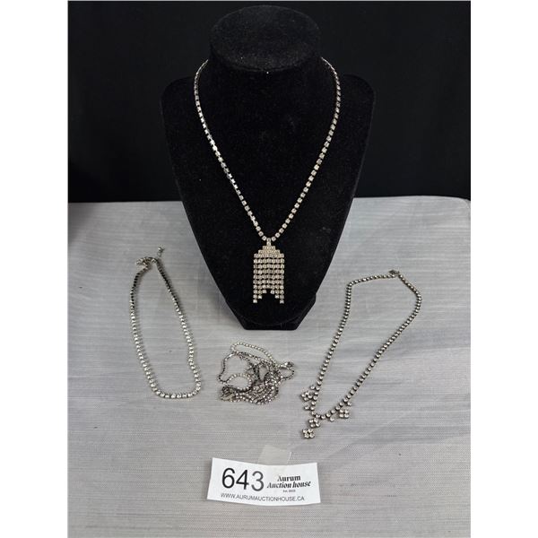 4 Vintage Rhinestones Necklace