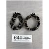 Image 1 : 2 Vintage Black Crystal Beads Bracelets