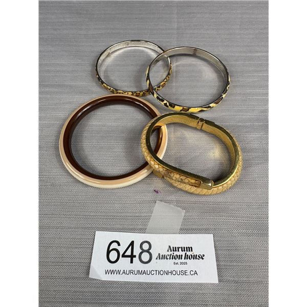 4 Unusual Bangles, One w/ Hinge