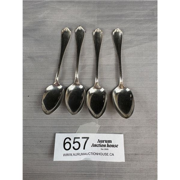 4 Matching Silver Tea Spoons, Roger & Bro AI