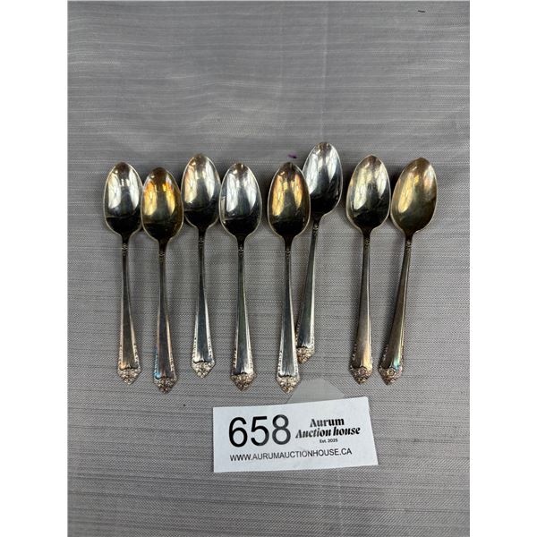 7 Matching Vintage Silver Tea Spoons, Rogers & Bro Is