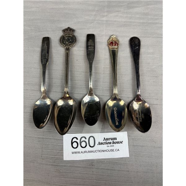 5 Vintage Silver Souvenier Spoons