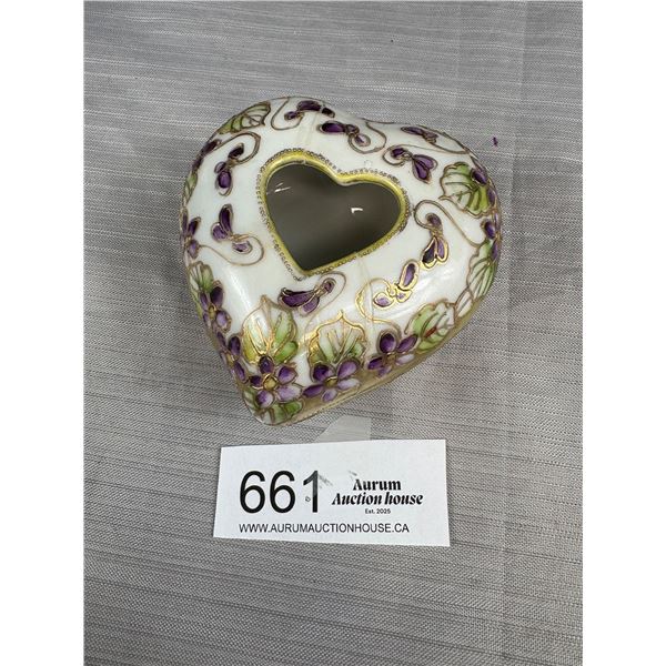 Gorgeous Hand Painted Porcelain Jewelry Box w/ Lid