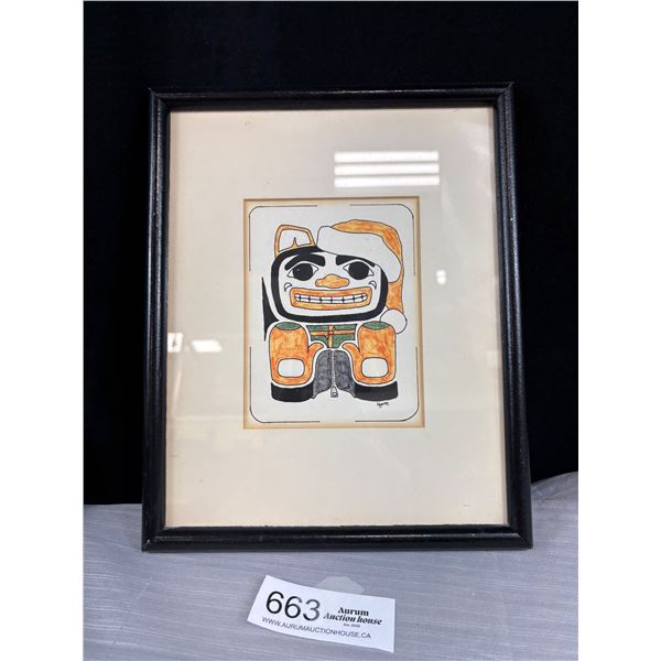 First Nations Framed Painting, Signed HYATT