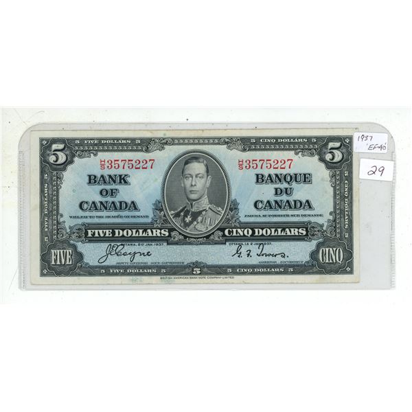 1937 Five Dollar Bill.