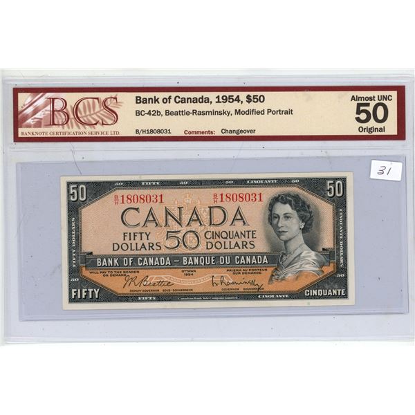 1854 Graded AU-50 Fifty Dollar Bill.