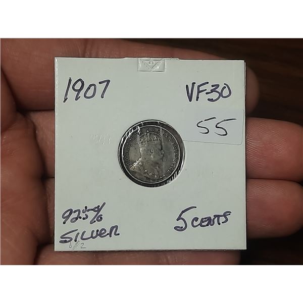 1907 King Edward 5 Cents.