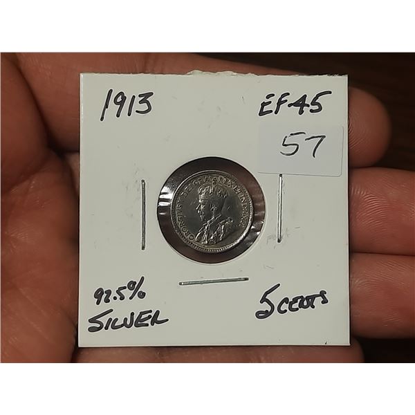 1913 King George 5 Cents.