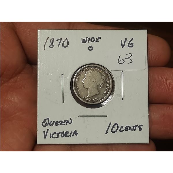 1870 Wide 0 10 Cents.