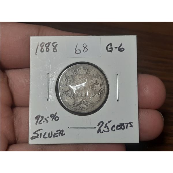1888 Queen Victoria 25 Cents.
