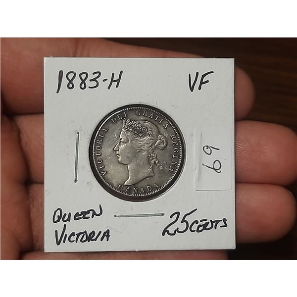 1883-H Queen Victoria 25 Cents.