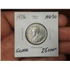 Image 1 : 1936 King George 25 Cents.